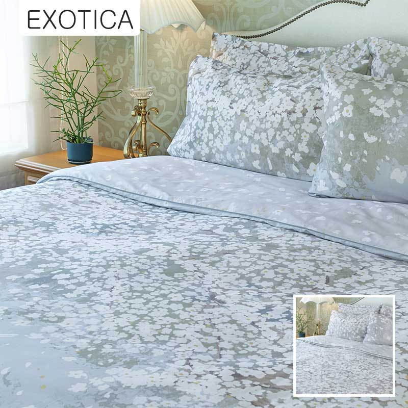 EXOTICA รุ่น Sakura Aire ชุดผ้าปูที่นอนรัดมุม + ปลอกหมอน ขนาด 6 / 5 / 3.5 ฟุต