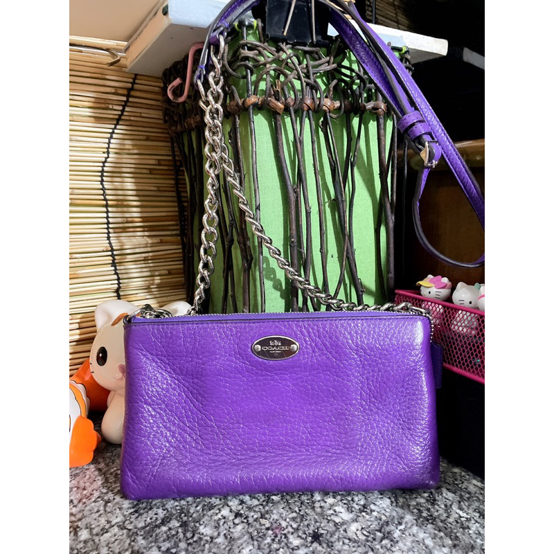 กระเป๋าสะพายหนังแท้ Coach แท้ 5”x8” สีม่วง