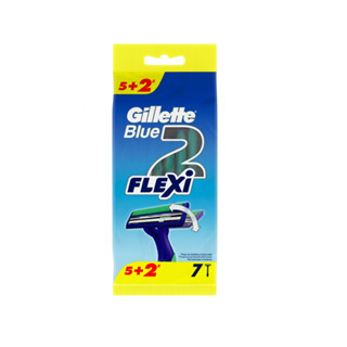 Gillette Blue2 Flexi 5+2 ยิลเลตต์ มีดโกนหนวด บลูทู เฟล็กซ์ซี่ แพ็ค 5+2