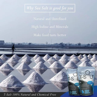 [1 ถุง] ดอกเกลือทะเล T-Salt (100% Natural Fleur de sel)ไม่เติมสารไอโอดีน เหมาะสำหรับอาหารคีโตและผู้ที่ควบคุมอาหาร