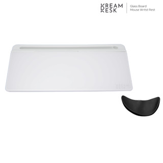 [เซ็ตสุดคุ้ม] Glass Board Desktop ไวท์บอร์ดกระจกตั้งโต๊ะ และ Ergonomic Wrist Rest ที่รองข้อมือ by DreamDesk