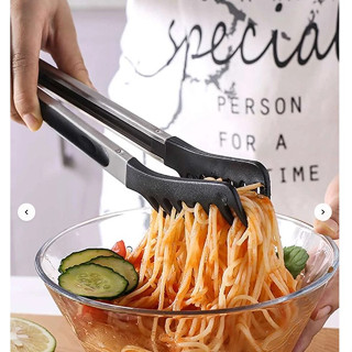 ที่คีบอาหาร สแตนเลส  2อัน  2 Pcs Spaghetti Tongs Silicone Pasta Server Tool Set-สินค้ามีพร้อมส่ง-