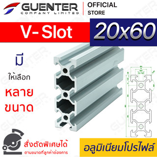 อลูมิเนียมโปรไฟล์ 20×60 V-Slot  มีหลายขนาด (สั่งตัดได้) ยาวสุด 1 เมตร สินค้ามาตรฐาน คุณภาพดี ราคาถูกสุด [ALPC-26-VS]