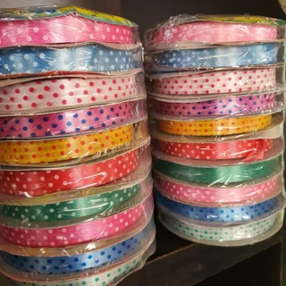 ริบบิ้นห่อเหรียญ ลายจุด คละสีแพค10ม้วน