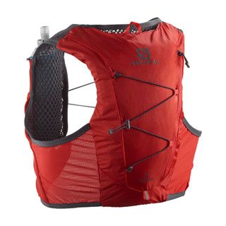 SALOMON ACTIVE SKIN 4 WITH FLASKS FIERY RED/EBONY - กระเป๋า กระเป๋าใส่น้ำ สำหรับวิ่งเทรล ความจุ 12 ลิตร UNISEX