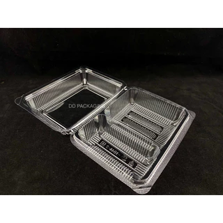 DEDEE กล่องใส OPS DD-104A-2 แบบล๊อค 2ช่อง(100ใบ)บรรจุภัณฑ์เบเกอรี่ ที่ใส่อาหารกล่องข้าว ไม่เป็นไอน้ำ