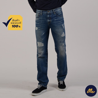 Mc JEANS กางเกงยีนส์ แม็ค แท้ ผู้ชาย กางเกงขายาว ทรงขาตรง สียีนส์ ทรงสวย MAI6235