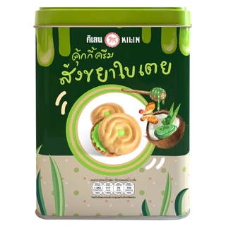 ขนมปังปิ๊บจิ๋ว กิเลน คุ้กกี้โรลรสสังขยาใบเตย น้ำหนัก 400 กรัม สด ใหม่!!!