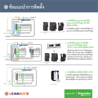 Schneider SET ตู้แสควร์ดี 10 ช่อง + เมนเบรกเกอร์ 50A + ลูกย่อยเซอร์กิตเบรกเกอร์ 32A/20A/16A ตู้ไฟ 1 เฟส 2 สาย 240 โวลท์