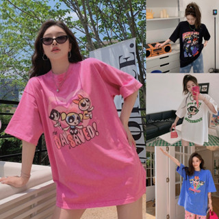 SGH0136 เสื้อคอกลม เสื้อยืด เสื้อแขนสั้น รวมพลังพาวเวอร์พัฟเกริ์ล Power Puff Girl