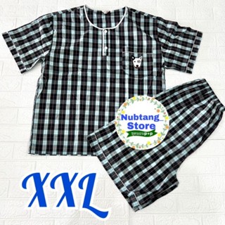 ชุดนอนคนอ้วนP+P ผ้าคอตตอนผสมTC (ไซส์ XXL) คอกลมสวมหัว/ผ่าหน้…