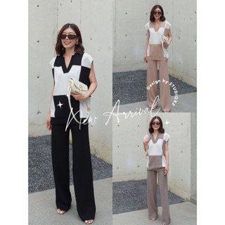 ✨ NEW ARRIVAL ✨ Two Tones Knit Set V Neck Top + High Waist Pants (690฿ฟรีส่ง) เซ็ตใหม่ เอาใจสายนิต น้องทูโทน studioX2