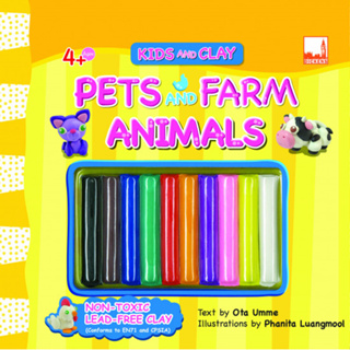 Kids &amp; Clay Pets &amp; Farm Animals ดินน้ำไร้สารพิษ 10 สี พร้อมหนังสือสอนปั้นดินน้ำมัน พัฒนากล้ามเนื้อมัดเล็ก Pelangithai