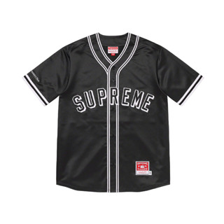 SUPREME X MITCHELL &amp; NESS® SATIN BASEBALL JERSEY (BLACK)