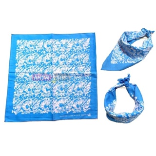 ผ้าลายบาติก ก้นหอย สีฟ้าน้ำทะเล ใช้โพกหัวหรือพันคอได้ (Blue Ocean Bandana Scarf)