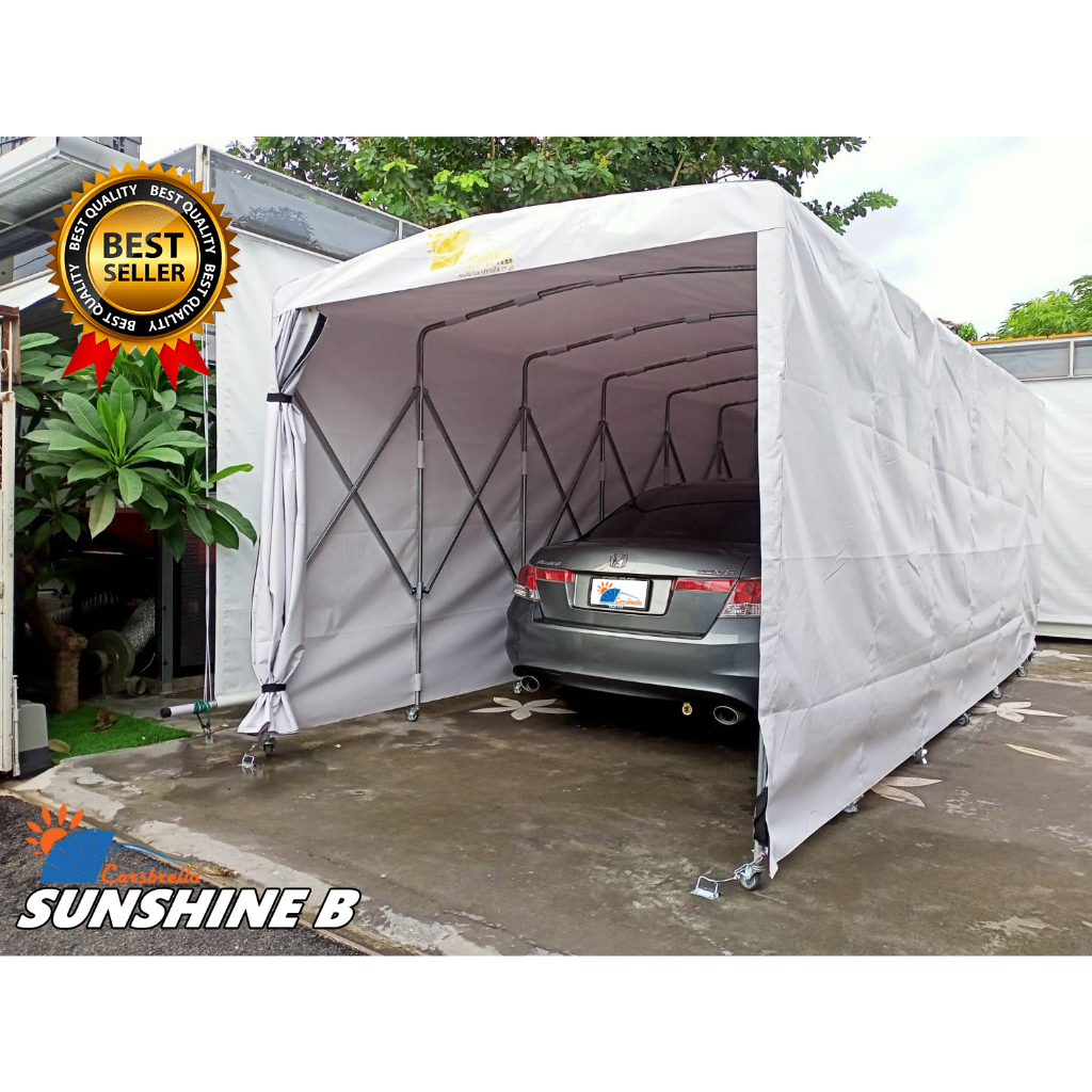 เต๊นท์จอดรถพับได้ โรงจอดรถสำเร็จรูป CARSBRELLA รุ่น SUNSHINE B สามารถ ยืด หด พับ เก็บ ได้ ใช้งานสะดว