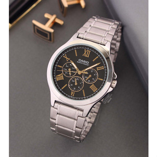 นาฬิกาข้อมือผู้ชาย Casio รุ่น MTP-V300D-1A2 สายแสตนเลส หน้าปัดสีดำ /ตัวเลขสีพิงค์ -ของแท้ 100% รับประกันสินค้า 1 ปีเต็ม