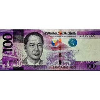 แบงก์​ฟิลิปปินส์​ Philippines, 100 Piso, ร​ุ่นใหม่, B875E, ใช้แล้ว​