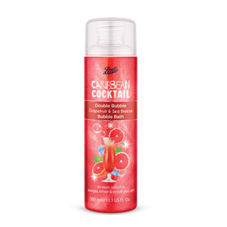 Boots Caribbean Cocktail Double Bubble Grapefruit &amp; Sea breeze Bubble Bath 300 ml. บู๊ทส์ แคริบเบี้ยน ค็อกเทล ดับเบิ้ล บับเบิ้ล เกรปฟรุต แอนด์ ซีบรีส บับเบิ้ล บาธ 300 มล.