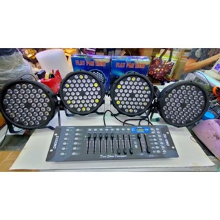 LED PAR54L Set4+DMX512,ชุดไฟพาร์54ดวง-3วัตRGBW,พร้อมบอร์ดคอนโทรลDMX+สายลิ้ง1ม.4เส้น ไฟเวที ไฟเทค ไฟติดตั้งผับ แบบชุด