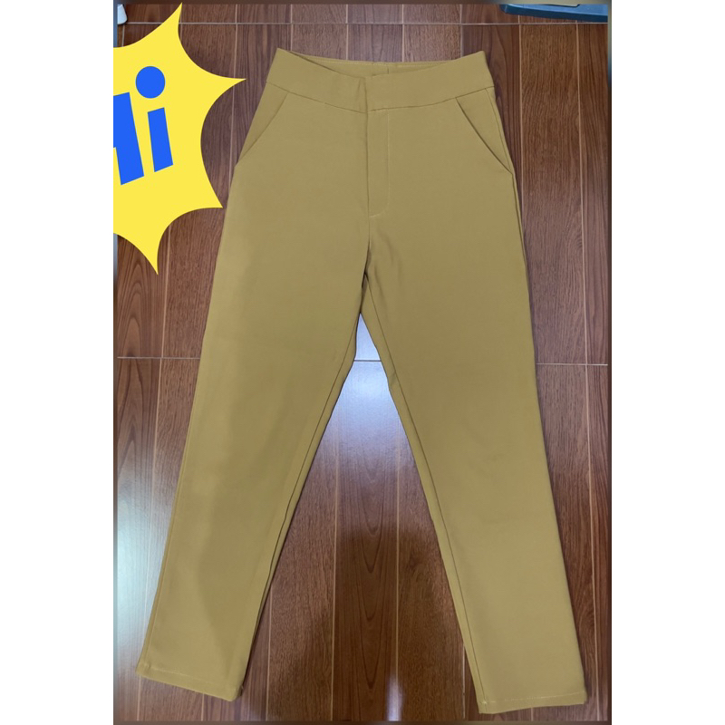 มือสองกางเกงขา 5ส่วนสีเหลืองคัสตาร์ด ไซร์ S แบรนด์ YNO ไม่มีตำหนิ