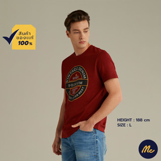 Mc Jeans เสื้อยืดแขนสั้นผู้ชาย คอกลม สีแดง MTSZ991