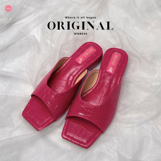 MiniB "ORIGINAL" #mnb026 - รองเท้าแตะเก็บทรงเท้า ลายปั๊ม (สีบานเย็น)
