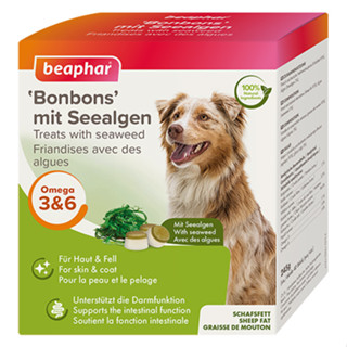 PROMOTION Beaphar Bonbons Mit Seealgen ขนมเม็ด สำหรับสุนัข ไขมันแกะเสริมสาหร่ายทะเล 40 เม็ด