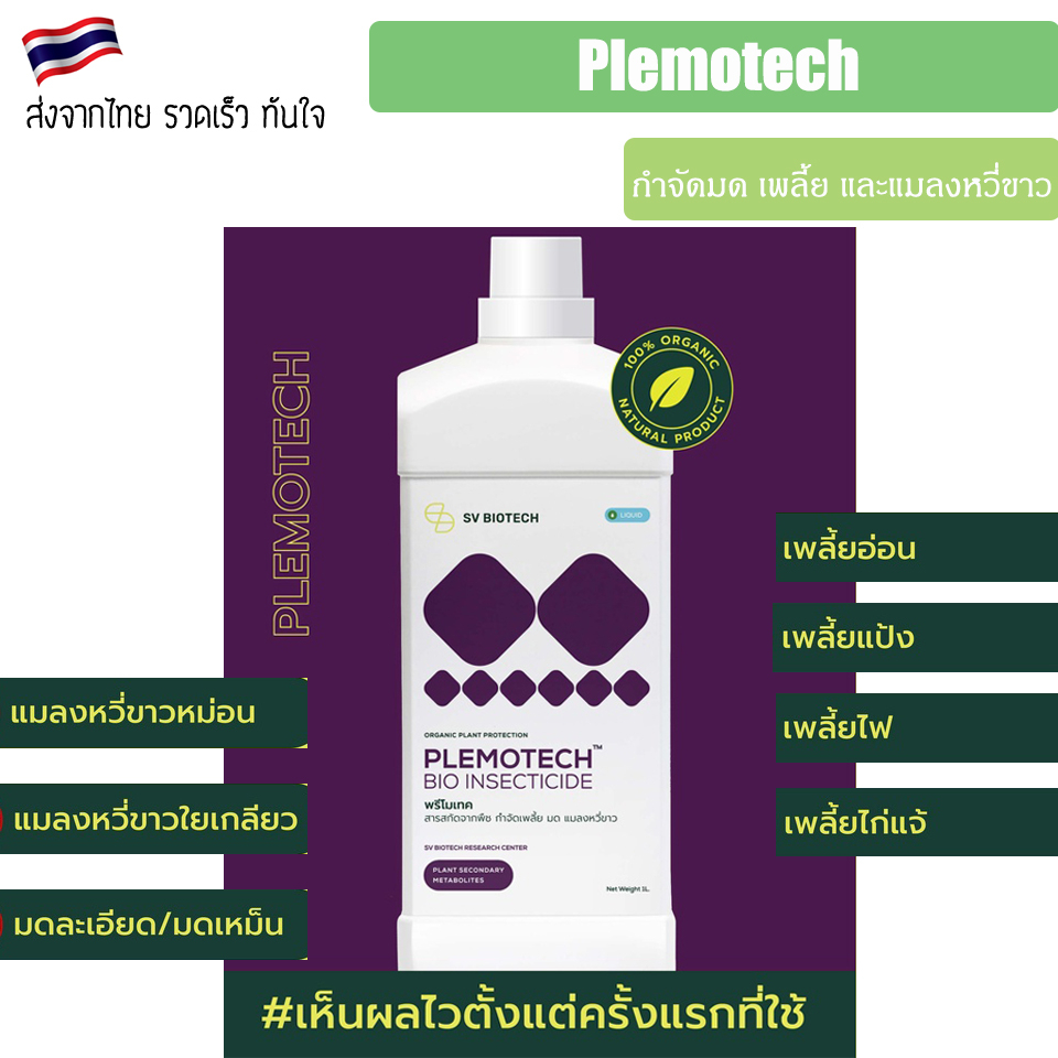 ปุ๋ยออร์แกนิค Plemotech เห็นผลตั้งแต่ครั้งแรก กำจัดเพลี้ยไฟ เพลี้ยอ่อน เพลี้ยแป้ง มด แมลงหวี่ขาว พรี