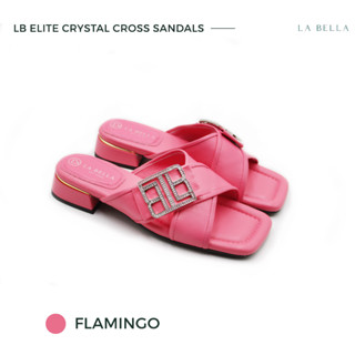 LA BELLA รุ่น LB ELITE  CRYSTAL CROSS SANDALS - FLAMINGO