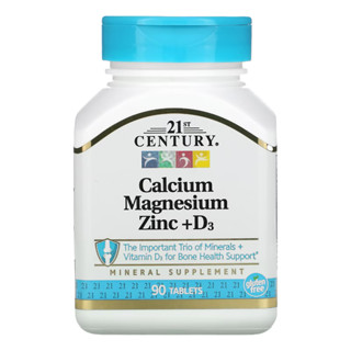 แคลเซียม แมกนีเซียม ซิงค์ 21st Century Calcium Magnesium Zinc + D3, 90 Tablets