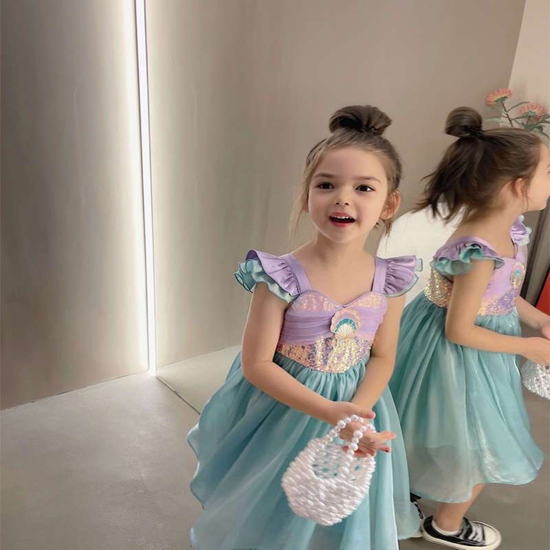 พร้อมส่ง ชุดเดรสเจ้าหญิง นางเงือกน้อย มีซับใน ใส่ไม่คันค่ะ แฟชั่นฤดูร้อน ใส่เที่ยวออกงาน ปังมาก (DS Ariel)