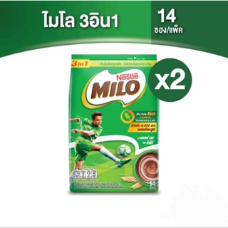 MILO ไมโล แอคทิฟ-โก 3อิน1 สูตรปกติ 26 กรัม 14 ซอง×2แพ็ค