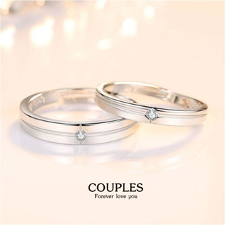 s925 Couples ring 15 แหวนคู่รักเงินแท้ ประกายดาว ประดับด้วย Cubic Zirconia (CZ) ปรับขนาดได้