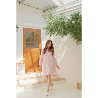 Pamlook Ayla dress ลายดอกชมพู