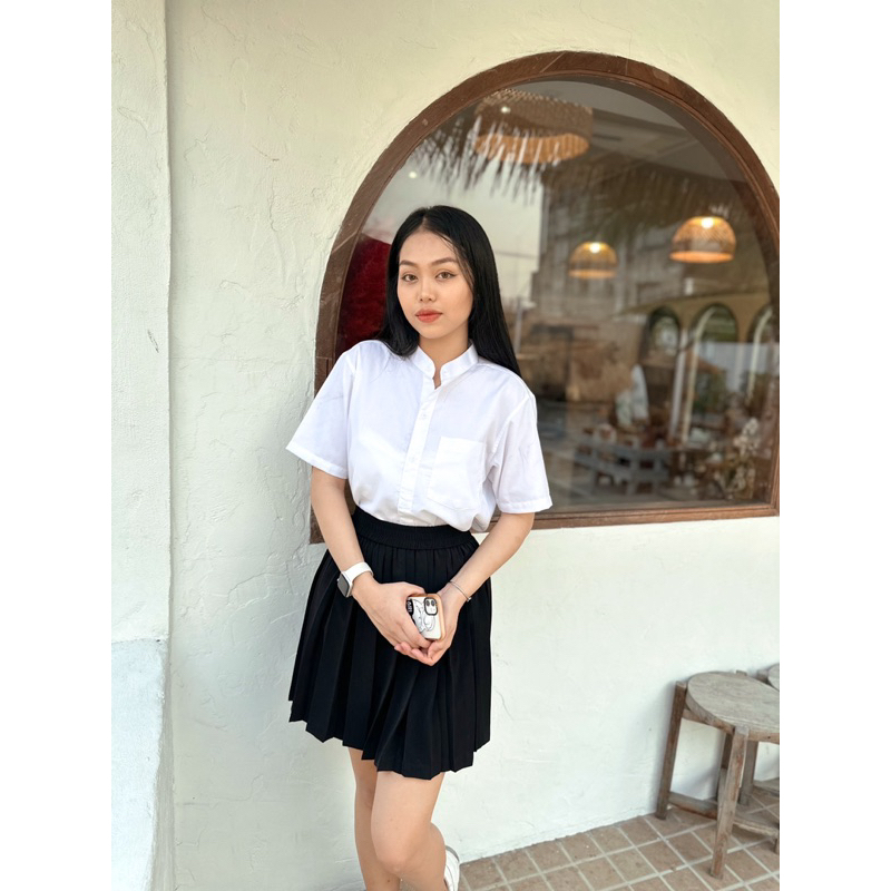 กระโปรงพลีทมี (กระเป๋า) เอวฟรีไซส์