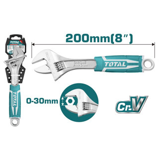 TOTAL กุญแจเลื่อน ด้ามหุ้มยาง THT101086 ขนาด 8 นิ้ว งานหนัก ( Adjustable wrench )