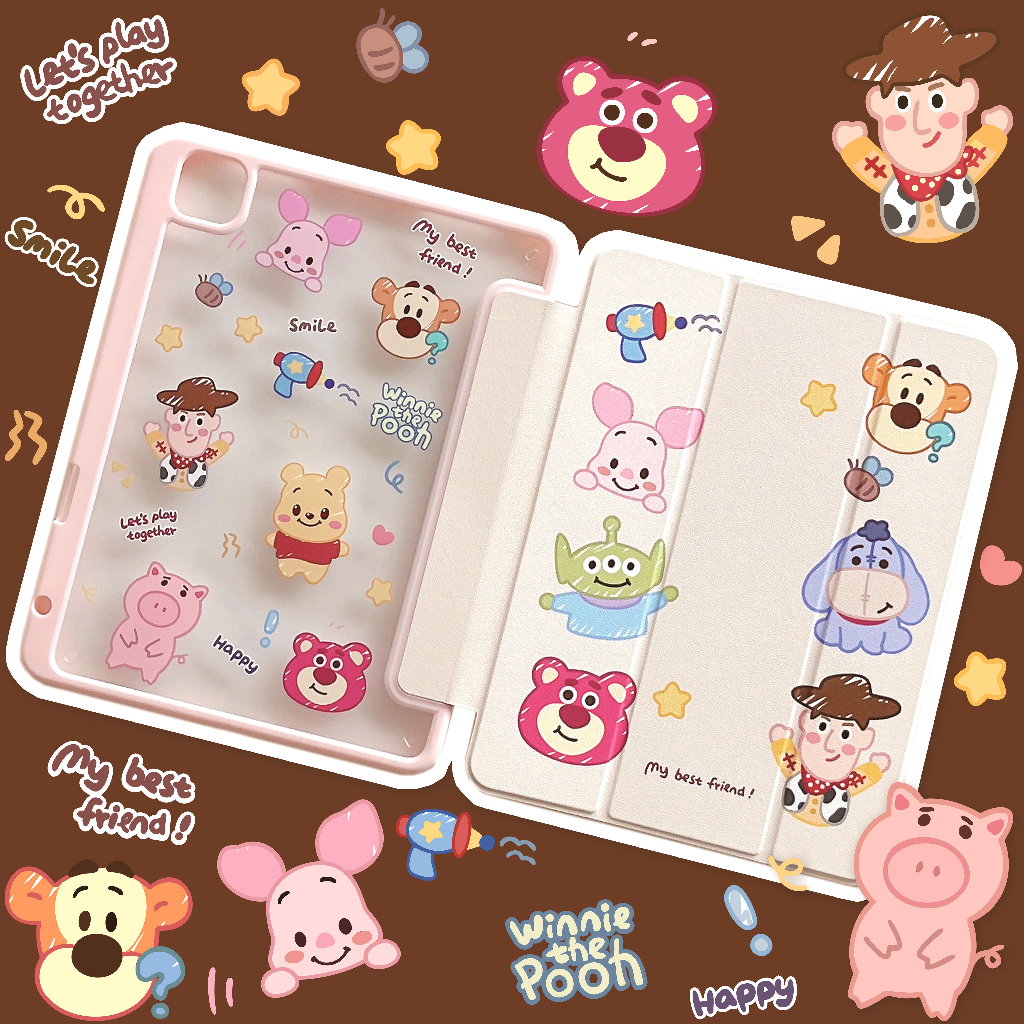 พร้อมส่ง เคส ipad Gen9 MINI7 pro11 2024 ดิสนีย์ PCวัสดุ อะคริลิค ช่องใส่ปากกาขวา case iPad Air6 11