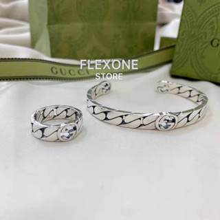 กำไลข้อมือ Gucci cuff with Interlocking G เงินแท้