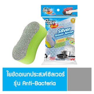 Poly-Brite โพลี-ไบรท์ ใยขัดอเนกประสงค์ซิลเวอร์ รุ่น แอนตี้แบคทีเรีย (6 ชิ้น)