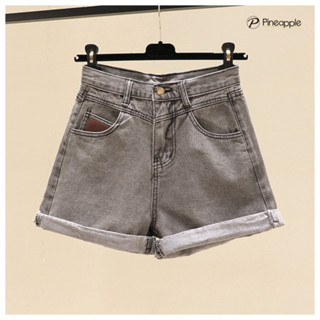 กางเกงยีนส์ขาสั้นเอวสูง กางเกงขาสั้นผญ สไตล์เกาหลี ทรงสวยๆ Hemming A-Line Denim Shorts 709