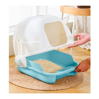 Cat litter box ห้องน้ำแมว กระบะทรายแมว ทรงโดม 36x48x38 cm สีฟ้า STP210617-10BL