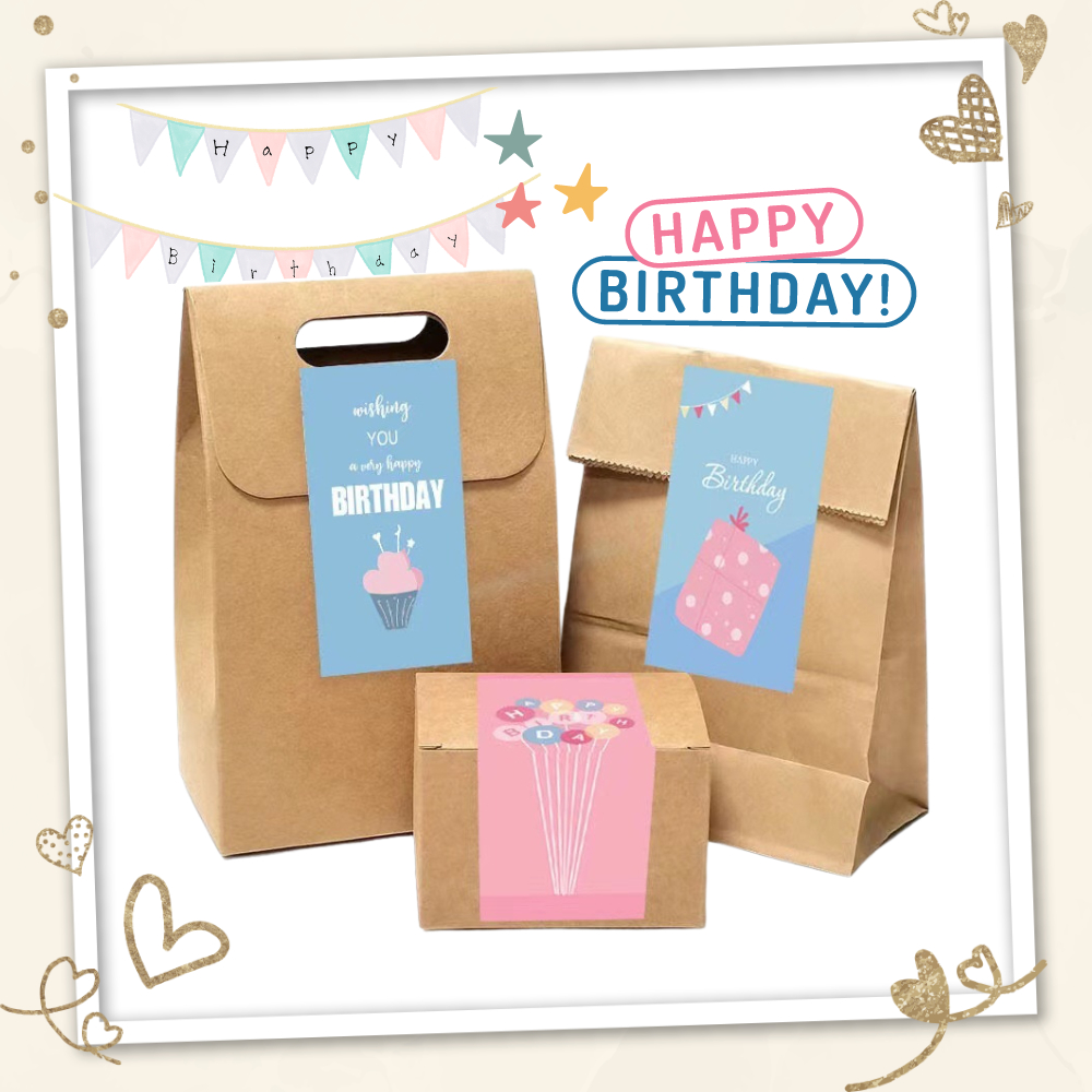 Dinophile (50 แผ่น) สติ๊กเกอร์ThankYou สุขสันต์วันเกิด อวยพรวันเกิด HBD ขนาด 5x8 ซม. ติดของขวัญ ติดข