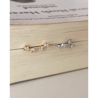 A.piece ต่างหูเงินแท้ [all silver 925] Bambi ribbon stud earrings(351)