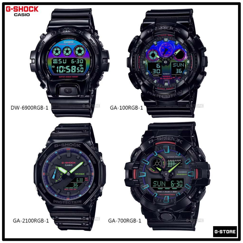 CASIO G-SHOCK รุ่น GA-100RGB-1 / GA-2100RGB-1 / GA-700RGB-1 / DW-6900RGB-1 ของแท้รับประกัน 1 ปี  GA-