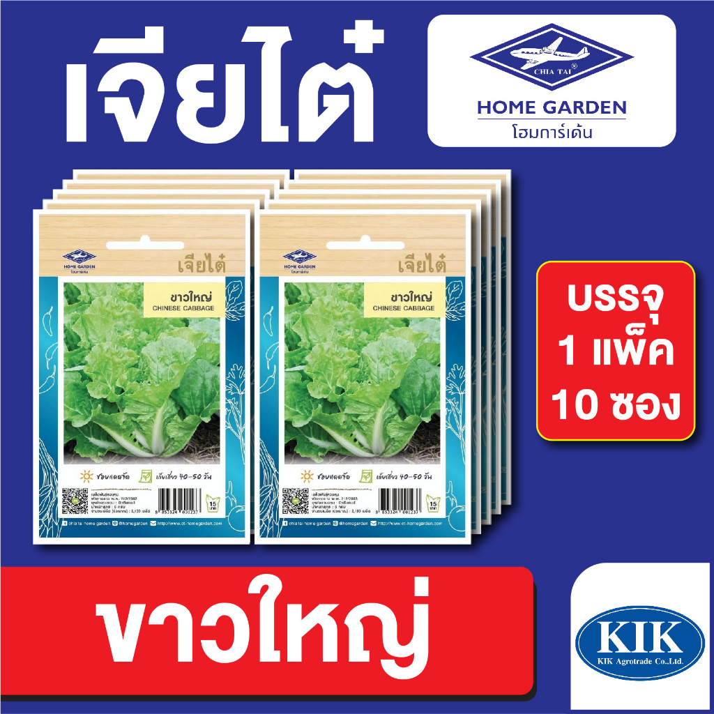 ผักซอง เจียไต๋ CT15 ผักกาดขาวใหญ่ บรรจุแพ็คล่ะ 10 ซอง ราคา 75บาท