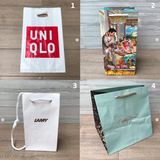 ถุง ถุงพลาสติก ถุงกระดาษ แบรนด์ UNIQLO , Cookie , LAMY , Coffee bean by Dao ของแท้ สภาพสวย ถุงเสื้อ ถุงขนม ถุงใส่ของ