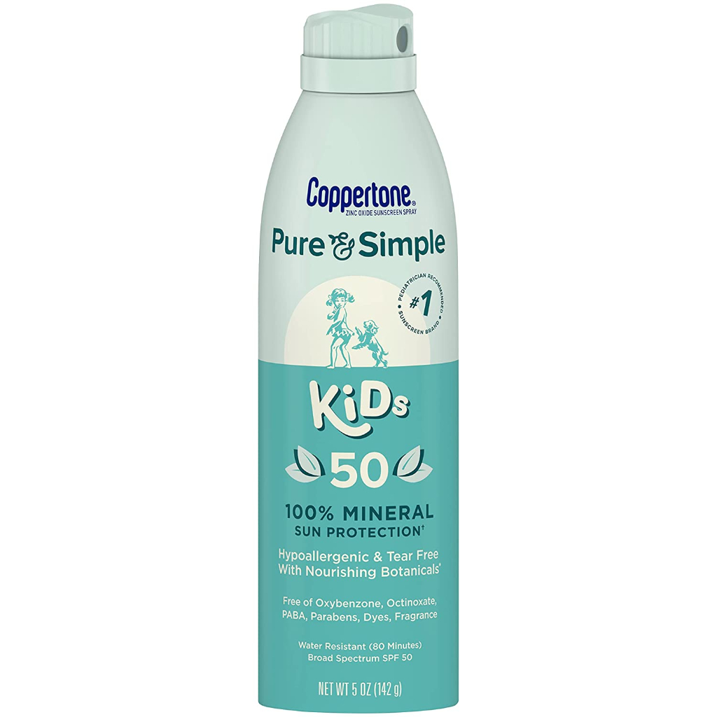 Coppertone Pure and Simple Kids Sunscreen Spray SPF 50 142g, Zinc Oxide Mineral Sunscreen for Kids -