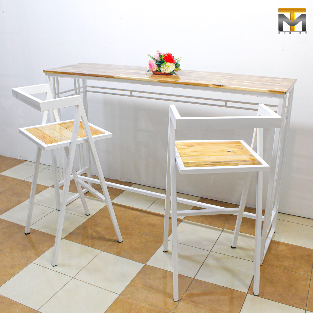 MT Design รุ่น MT038 โต๊ะบาร์มินิมอล เก้าอี้ ขนาดโตะ 73x18x40 cm