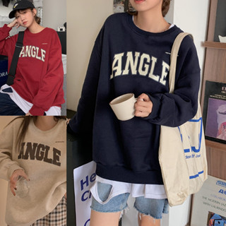 Korean🧧 เสื้อแขนยาวคอกลม สกรีนลาย ANGLE 3 สี ผ้าสำลี